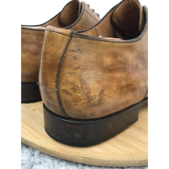 Magnanni Brown Leather Plain Toe Career Oxford Derby Dress Shoes Mens 11 12054 - Picture 4 of 14